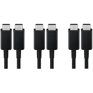 3x Schnell-Ladekabel USB-C 1m 5A schwarz für One Plus 12R 12 11 10T 10 Pro 9 Pro 9 8T 8 Pro 8 5G beidseitig USB Typ C Anschluss - Schwarz