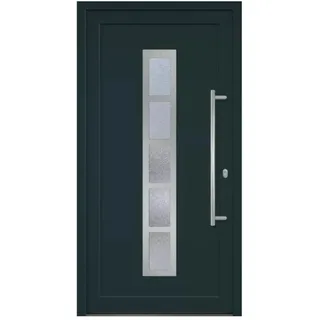 HORI Haustür Eingangstür Komplettset – Robuste Hauseingangstür mit moderner Optik, hoher Wärmedämmung & Sicherheit, Farbe: anthrazit (innen weiß) - DIN rechts - Modell: Frame - 208 x 98 cm