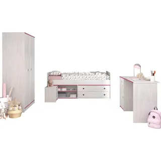 Jugendzimmer-Set PARISOT "Smoozy", weiß, B:95cm T:203cm, Schlafzimmermöbel-Sets