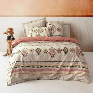 l'essentiel linge de maison Felix Fliese Rot Baumwolle Rot/Gelb 240 x 220 cm + 60 x 60 cm
