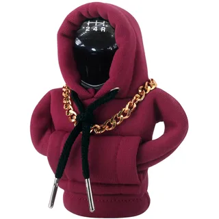 VAGCARS Schaltknauf Hoodie, Auto Schaltknauf Abdeckung, Kreative Schalthebel Hoodie mit Halskette, Lustige Kfz Schalthebel Abdeckung, Manueller Oder Automatischer, Auto Deko Innenraum (Rot)