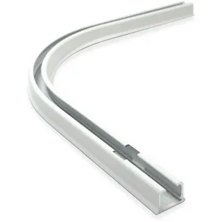 Rollmayer Gardinenschiene SMART-KLICK Montage Rundbogen Weiß Paar | Aluminium glänzend Einläufige Deckenschiene Innenlaufschiene für Gardinen & Vorhänge