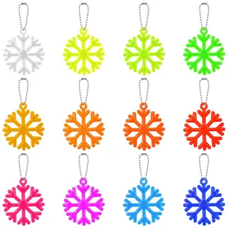 Namalu 12 Stück Sicherheits Reflektor Anhänger Reflektierenden Anhänger Mehrfarbiger Schlüsselanhänger Handyanhänger Sicherheitsreflektorausrüstung für Dekoration Rucksackwandern(Schneeflockenstil)