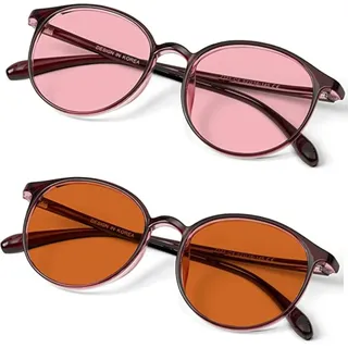 BRADDELL OPTICS Migräne Blaufilterbrille FL-41 Rosa & FL-60 Braun bei Photophobie, LED-Beleuchtung und Computerbildschirmen - 40-18-140
