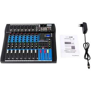 Mischpult Live Professionelles 8 Kanal Stereo Sound Mischkonsole mit USB Bluetooth,Mischpult DJ Audio Sound Mixer Konsole für Karaoke,Singen,Heim-KTV,Aufnahmestudios,Live-Streaming,48V Phantomspeisung