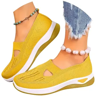 ticticlily Sportschuhe Damen Sommer Leicht Orthopädische Schuhe Atmungsaktive Sneaker BarfußSchuhe Bequeme Turnschuhe A Gelb 38 EU - 38 EU