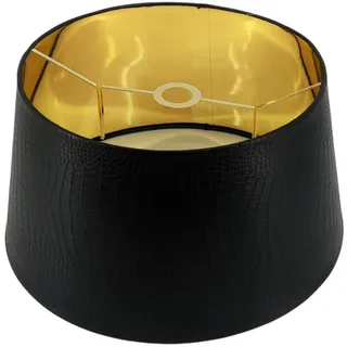 AMBIENTE-LEBENSART.DE Lampenschirm Designer-Lampenschirm-schwarz-Kaiman-Optik-Leder-Imitat-rund 40 cm Ø