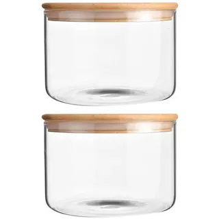 2 x Glasschüssel mit Deckel, Trifle-Schüssel Glasschale, Dessertschale, 1600 ml Salatschüssel, große runde Glasschüssel für die Küche, Glass... - Transparent