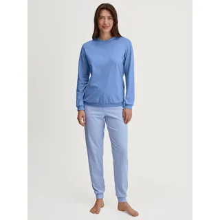 CALIDA Lovely Nights Pyjama With Cuff Hellblau Baumwolle, Small Damen,