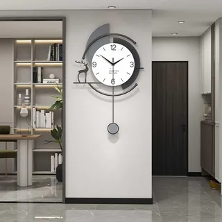 TWFJEL Wanduhr Modern Kreativ Minimalistisch Dekorative Wanduhren Groß Metallrahmen + Zifferblatt aus Holz Wanduhr ohne Tickgeräusche Art Deco für Wohnzimmer Schlafzimmer Büro Küche Schwarz