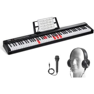 Vevor Digitales Klavier mit 88 Tasten, halbgewichtete Tasten, tragbares elektrisches Keyboard-Piano-Set in voller Größe mit 1000 Tönen, integrierten Lautsprechern, Sustain-Pedal, Kopfhörern,