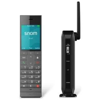 Snom HM201 DECT Schnurlos Hospitality Telefon mit Antibakteriellem Gehäuse, Farbdisplay, Beleuchteter Tastatur, PoEs, Bis 4 Handgeräte, DSGVO-konform, Kein Repeater Notwendig
