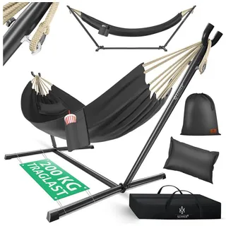 Kesser KESSER® Hängematte LAKE mit Gestell Doppelhängematte für 2 Personen-Stabiler Rahmen 200kg Belastbarkeit Indoor & Outdoor XXL Hängesessel Doppel Mehrpersonen Garten Pool Balkon Terrasse