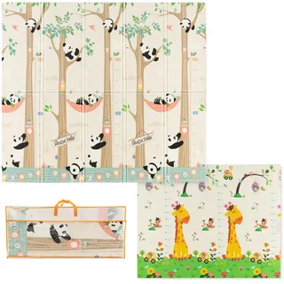 LIFEZEAL Baby Spielmatte, Babyschaummatte Faltbar, Kindermatte Babymatte für frühes Lernen, Krabbelmatte mit Aufbewahrungstasche, 180 x 200 cm (Modell 1)