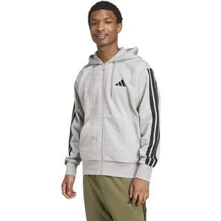 adidas Essentials 3-Streifen Fleece Reißverschlusspullover Medium Grey Heather / Black XL