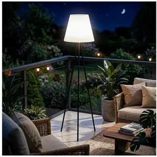 Spetebo LED Solarleuchte Stehlampe für Außen und Innen mit 32 LED, Dämmerungssensor, LED fest integriert, kalt weiß, Solar Standleuchte auf 3 Beinen auch per USB aufladbar