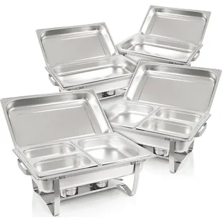 Zelsius Mahlzeit Chafing Dish Profi Set "Grenoble", 4x Edelstahl Warmhaltebehälter Essen, 30 teilig