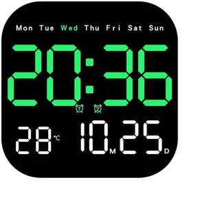 Multifunktionale LED-Wanduhr, Fernbedienung, Timing, Countdown, Temperaturanzeige, Grün - Grün