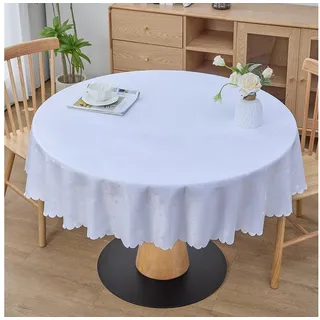 simurq Tischdecke Abwaschbar Lotuseffekt 140 cm Rund Weiß