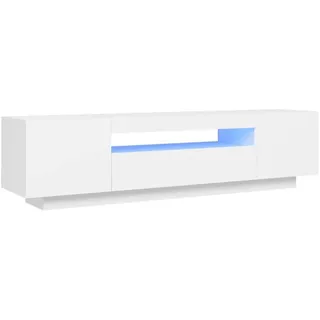 vidaXL TV-Schrank mit LED-Leuchten 160x35x40 cm Weiß Holz/MDF/Spanplatte