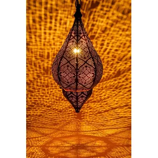 Marrakesch Orient & Mediterran Interior Pendelleuchte Orientalische Hängelampe Kihana Gold - Metallpendelleuchte 40cm, Handarbeit goldfarben