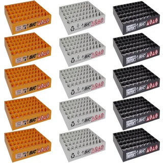 15x Feuerzeug Tray je 5X Orange, grau, schwarz Display leer Auftsteller für 50 BIC Maxi Feuerzeuge J26 und J38