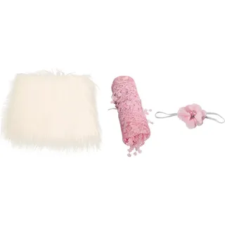 jojofuny Säuglingsfotografie-Decke Set Baby Wrap Tuch Elastisches Band 3-teiliges Set Weich für Babyfotos