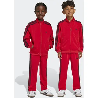 Trainingsanzug ADIDAS ORIGINALS "FIREBIRD", Mädchen, Gr. 116, better scarlet, schwarz, Obermaterial: 100% Polyester, Sportanzüge Trainingsanzug, für Kinder, zweiteiliges Set, aus Polyester