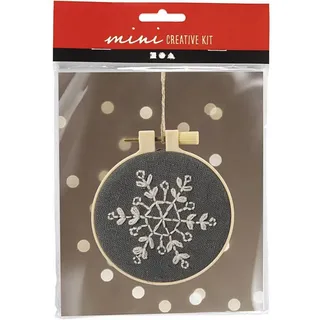Creativ Company DIY Sets Sticken & Nadelstanzen Mini Kreativ Set Sticken, Grau, Schneeflocke, Kreativ Box