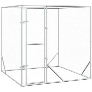 vidaXL Outdoor-Hundezwinger Silbern 2x2x2 m Verzinkter Stahl