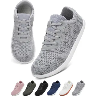 VOLHAL Barfußschuhe Damen Herren, Minimalistische Barfuss Schuhe mit Breiter Zehenbox & Zero Drop, Leichtgewicht Atmungsaktive Sneaker für Fitness, Wandern, Joggen & Alltag(Grau, 39EU) - 39 EU Weit