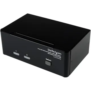 Startech StarTech.com Dual DVI VGA 2 Port Monitor Audio Switch 2-fach KVM Umschalter USB 2.0 1920x1200 - 2 x USB 2.0 4 x DVI-I 4 x Klinke (Buchse), schwarz