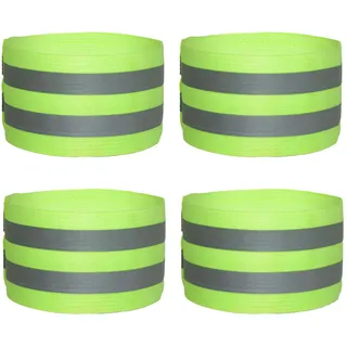 4 Stück Reflektorband Fahrrad – Grün Reflektorstreifen mit Klett, Hosenklammer Sicherheitsband für Kinder & Erwachsene, ideal für Joggen, Laufen, Hundespaziergang