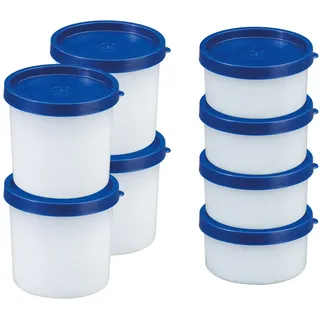 Westmark 8 Kräuter-/Gefrierdosen, inkl. Deckel, Füllvolumen: 4x100ml, 4x200ml, stapelbar, Kunststoff, Trio, Farbe: Transparent/Blau, 258422E6