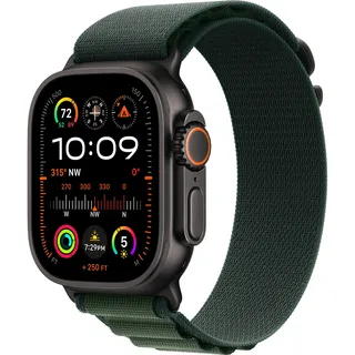 GPS + Cellular 49 mm Titangehäuse schwarz, Alpine Loop Armband dunkelgrün M