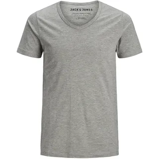 JACK & JONES T-Shirt Basic V-Neck Tee in Hellgrau-XL
