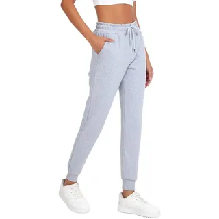COMEOR Jogginghose Damen Baumwolle Sporthose Lang Warme Trainingshosen, Freizeithosen, Sweatpants mit Regular Passform für Fitness, Yoga, Freizeit (Grau L)