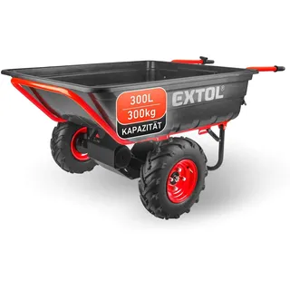 Extol Premium elektrische Schubkarre mit Akku I 300L Mulde & 300kg Traglast I leistungsfähige Motorschubkarre I Offroad-taugliche Akkuschubkarre I 40V Li-Ion mit 6000mAh