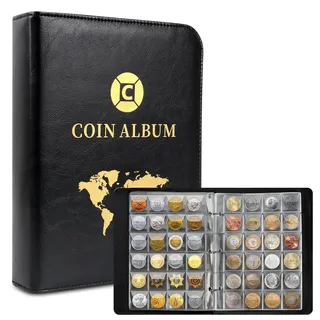 Münzen Sammelalbum, 20 Seiten, 480 Taschen Münzalbum, Münzsammelalbum 25.8x20cm, Münzen Aufbewahrung Album mit Zip, Coins Collection Album, Sammlungen, Banknoten und Geldstempel