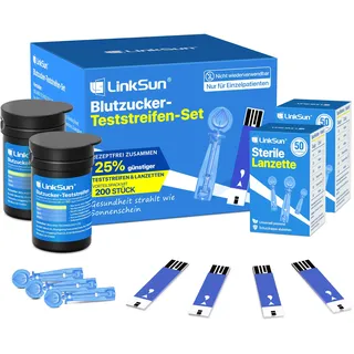 LinkSun 100 Blutzuckerteststreifen & Lanzetten, 0,7 μl Blut, Schnell