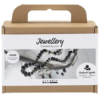 Creativ Company Mini Kreativ Set Schmuck, Halskette und Ohrringe, Schwarz, Weiß