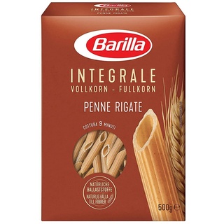 Barilla Pasta Integrale Penne Rigate – Vollkorn-Hartweizengrieß-Pasta mit natürlichen Ballaststoffen, 500g