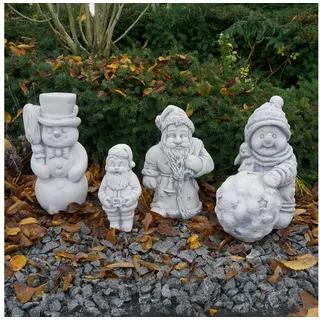 gartendekoparadies.de Gartenfigur Massive Steinfiguren lustiger Winter - Figuren, 4er-Set, (4er-Set), Frostsicher grau