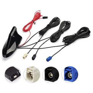 Eightwood DAB/DAB+ Antenne Autoradio Antennensplitter DAB Fakra Adapter AM/FM GPS Dachantenne Signal Amplifier Von KFZ Haifischflosse Antenne mit Extension Kabel RG174 5m MEHRWEG