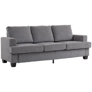 3-Sitzer Sofa, Couch mit Armlehnen, Stahlbeinen, Chenille-Optik, Grau