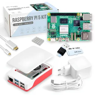 db-tronic Raspberry Pi 5 2GB Starter Set | 64GB Edition | Netzteil 27W | Gehäuse mit Lüfter | 4K Micro HDMI Kabel | Ideal für Smart Home, Retro Gaming & Home Assistant