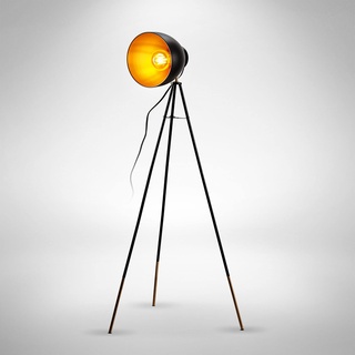 B.K.Licht Stehlampe Vintage Standleuchte, Metall schwarz gold E27 Fassung, max. 40W), Schwarz-Gold