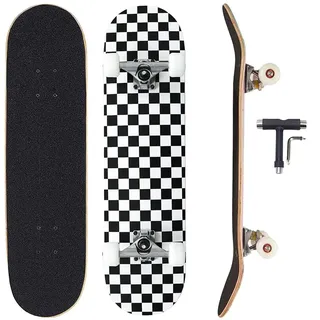 Sumeber Skateboard für Anfänger, Geburtstagsgeschenk für Teenager und Erwachsene (Schachbrett)