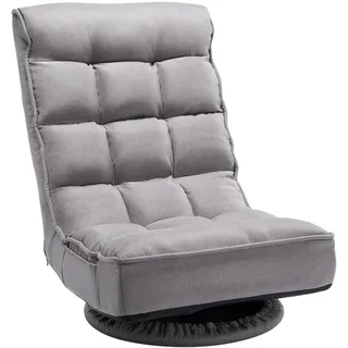 Vevor Gaming-Bodenstuhl, 360° drehbarer Bodenstuhl mit 4 einstellbaren Positionen, klappbarer Rückenlehne und Lendenwirbelstütze, klappbares Video-Liegesofa zum Fernsehen, Lesen, Spielen, Grau