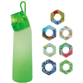 Trinkflasche mit Geschmack, 700ml Luft Wasserflasche mit 7 Pods Original, Air Bottle, Zuckerfrei, Up Flasche mit Geschmack, Wasserflasche mit Geschmack, Trinkflasche Geschmack, Grün